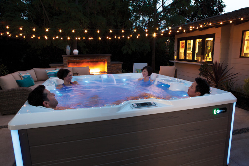Family relaxing in a Hot Spring spa